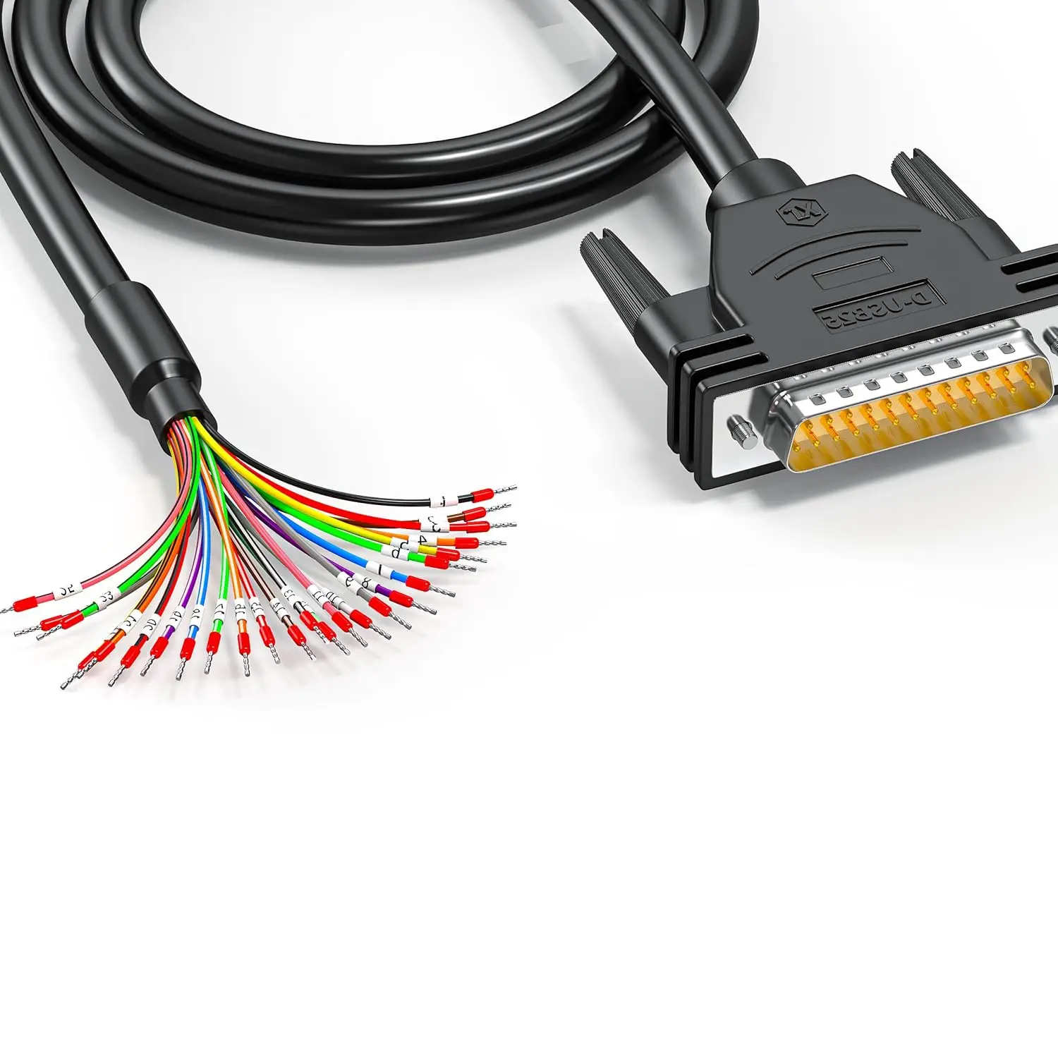 

Разъем DB25 к голую проводу Удлинительный кабель 24AWG DB25 Все 25 проводов, оснащенных клеммными колодками маркера 25-контактный кабель D-SUB