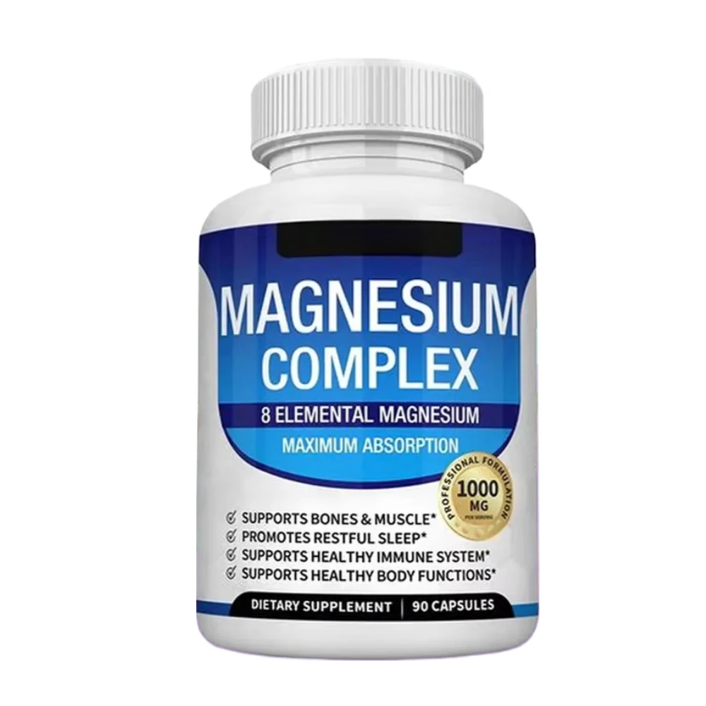 Suplemento de Magnesio Complejo 1000MG - Glicinato, Citrato y Malato de Magnesio - Apoyo para el Sueño, Alivio del Estrés, Músculos y Relajación
