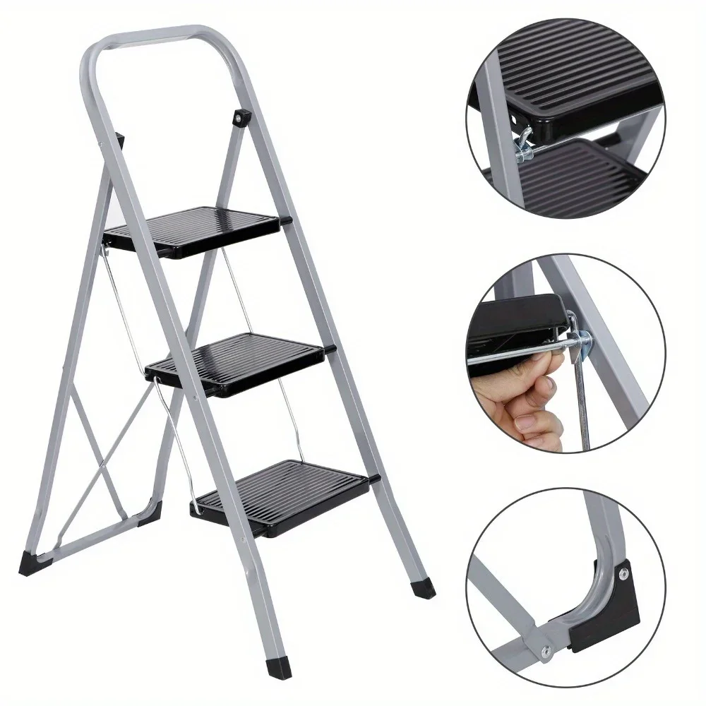 

3 step ladder folding step stool ladder with handles and wide treads home interior