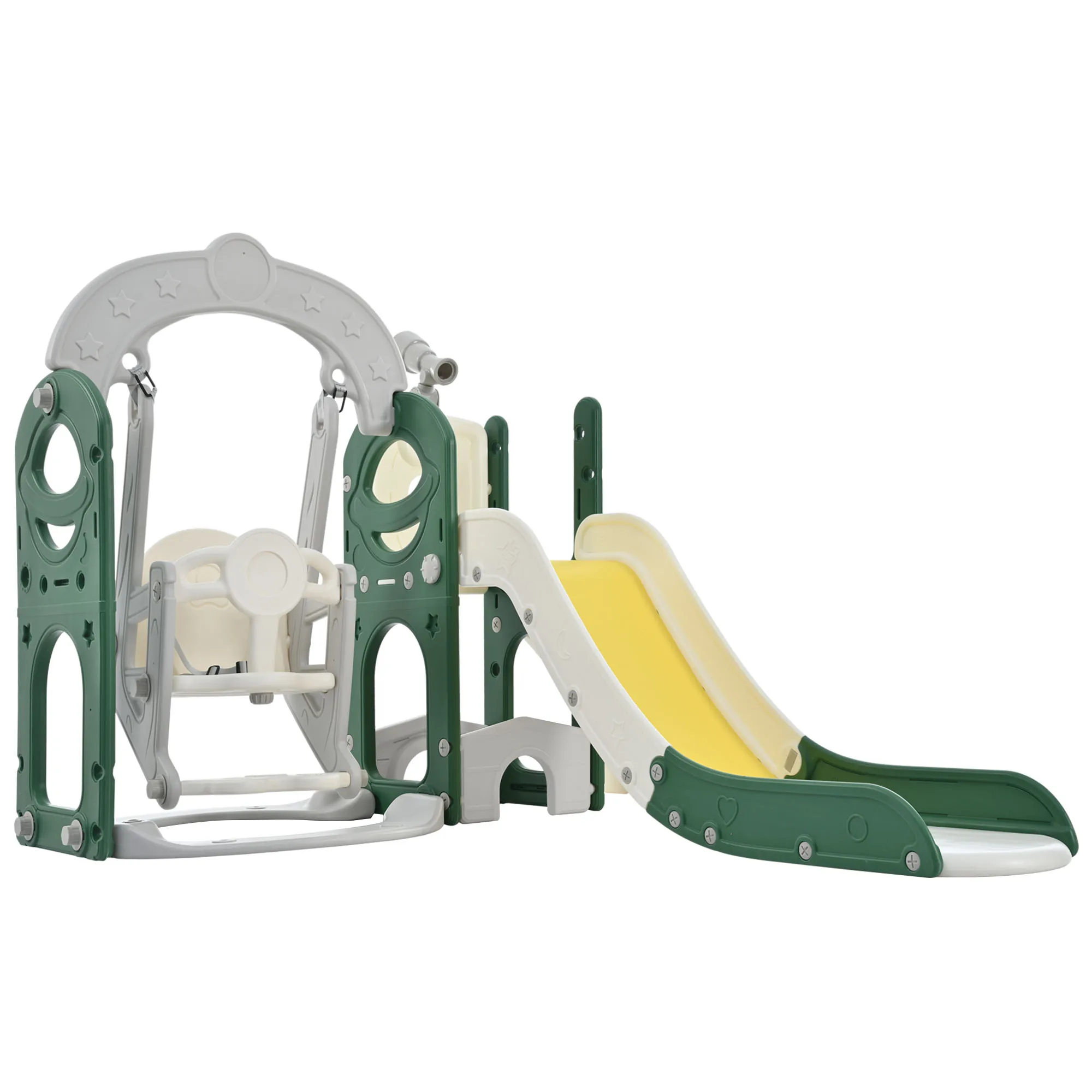 Set aus Rutschen und Schaukeln für Kleinkinder, 5-in-1, Kinderspielplatz, Kletterrutsche, Spielset mit Teleskop