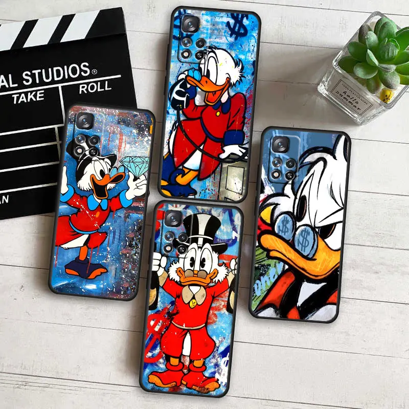 McDuck Scrooge Cool For Xiaomi Redmi Note 12 10 11 9 Pro Plus Speed 11E 11S 10S 9T 8 5G Black Phone Case Cover