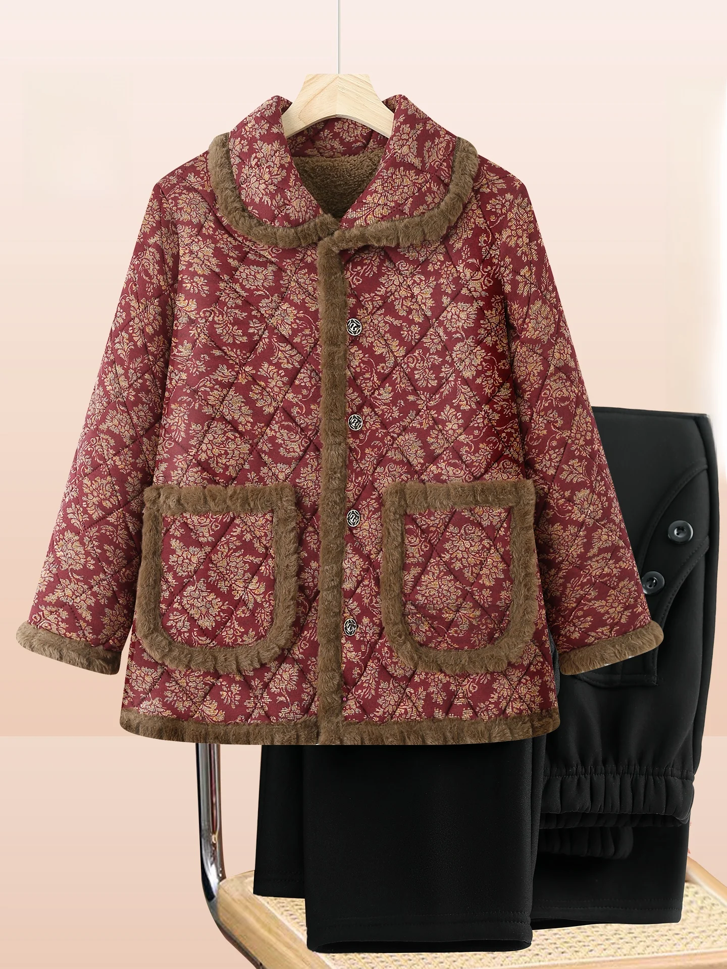 

Теплая зимняя хлопковая куртка Thiened Fce для женщин среднего возраста, модное пальто большого размера из хлопка