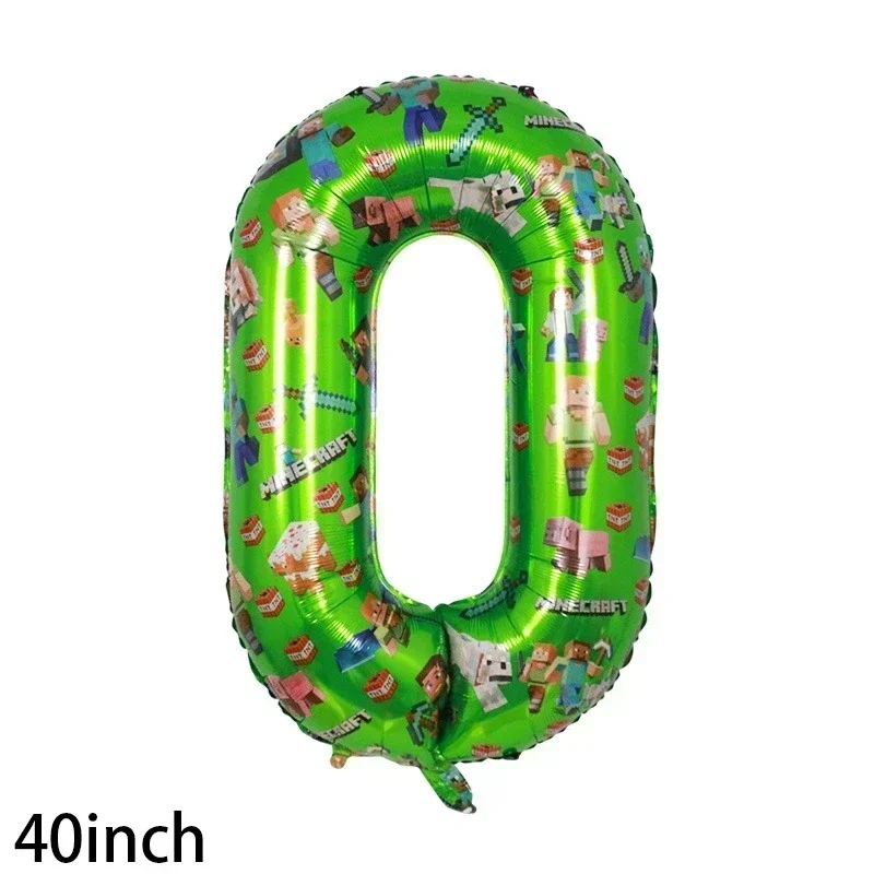 Cartoon Minecraft Ballon New My World Pixel Grün Nummer 0-9 Aluminiumfolie Luftballon Kindergeburtstag Party Dekoration