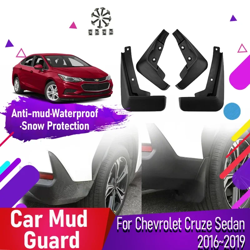 

4PCS Car Mud Guards For Chevrolet Cruze Sedan 2016 2017 2018 2019 Front Rear Wheel Mudguards Fender Flares Muds Auto Accessories