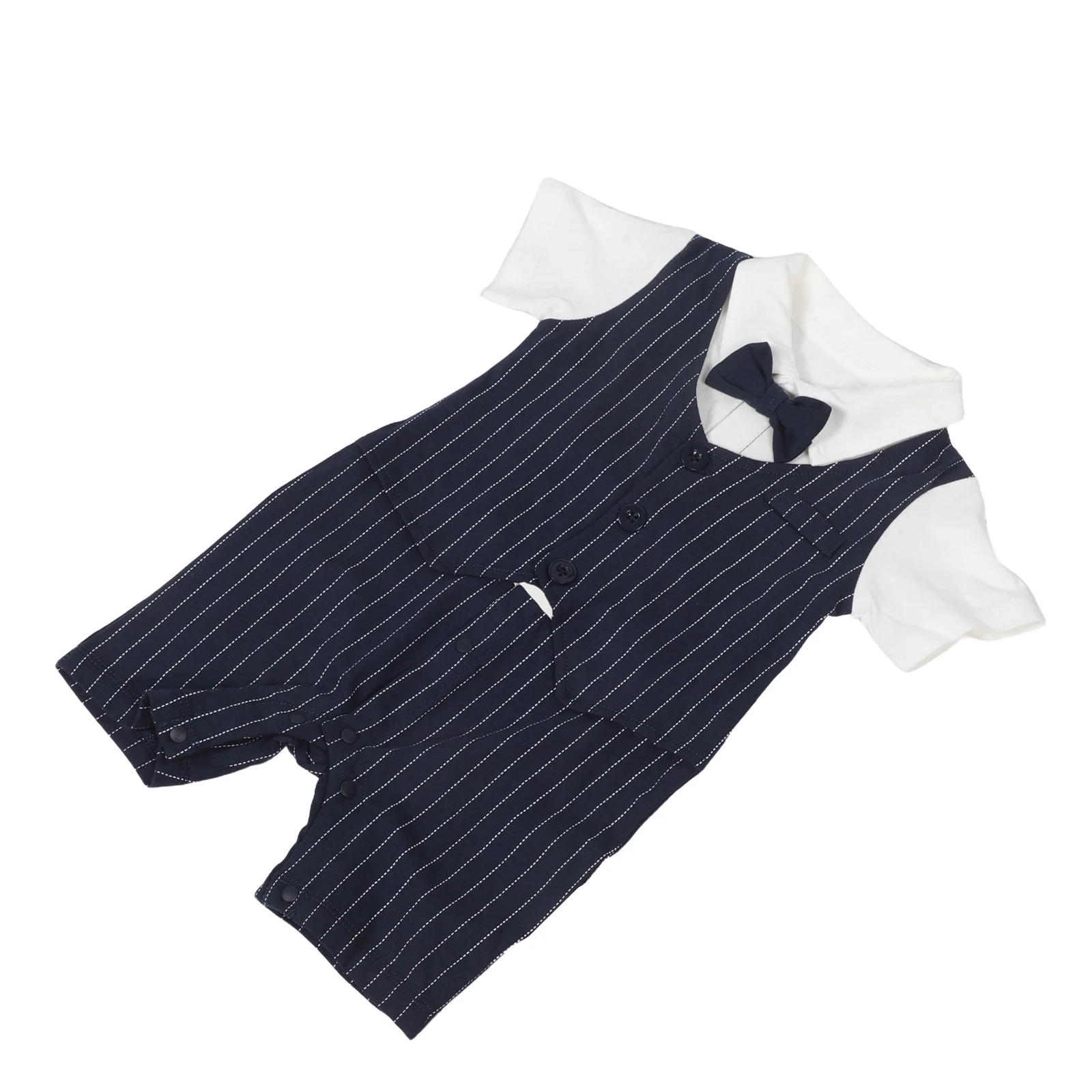

Elegant British Style Summer Romper Short Sleeve Cotton Newborn Outfit Gentleman Design Breathable Skin-Friendly One Piece