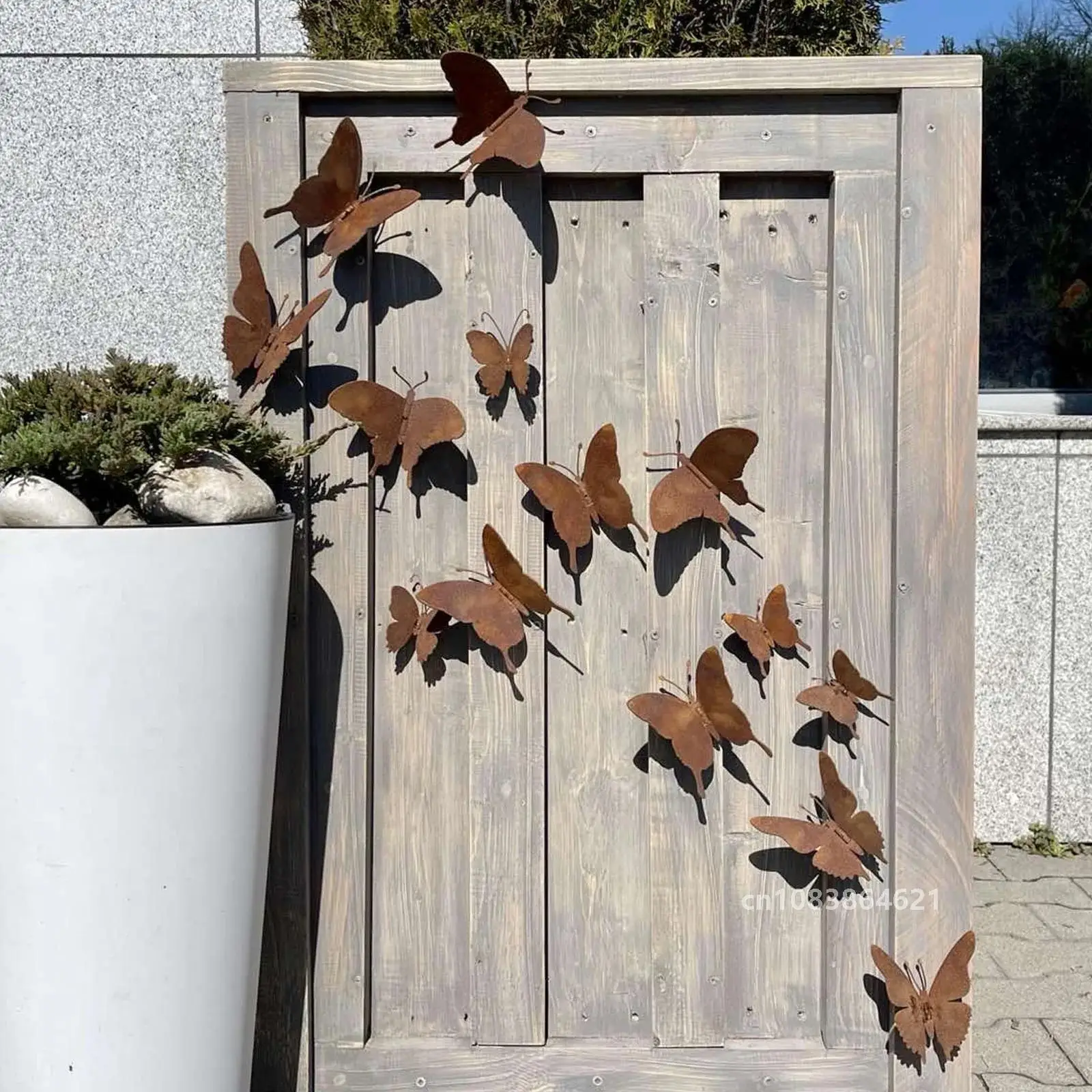 

15 Pcs Rustic Metal Butterfly Outdoor Wall Art Decor Rusty Metal Garden Decor for Garden Fence Yard