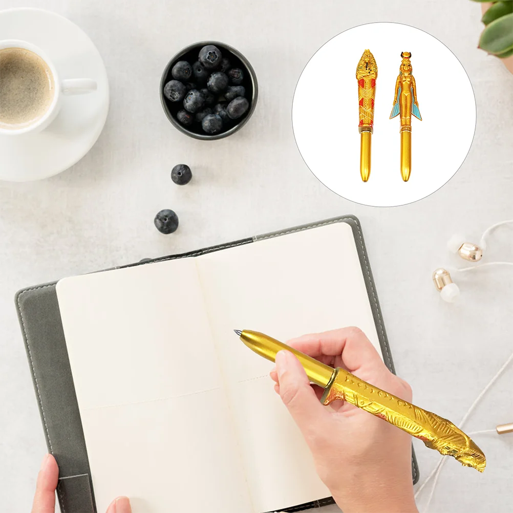 

2Pcs Ballpoint Pen Practical Quick-Dry Ink Egypt Figurine Advertising Activity Stationery