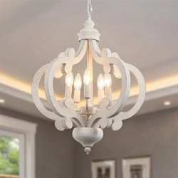 Vintage Wood Led Chandelier Lighting for Living Room Bderoom Kitchen Chandeliers Farmhouse Loft Retro Indoor Lamp Lights Fixture