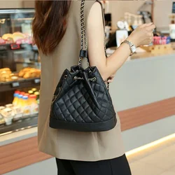 New Fashion Lingge Chain Waterproof PU Leather Backpack Single Shoulder Crossbody Bag Backpack