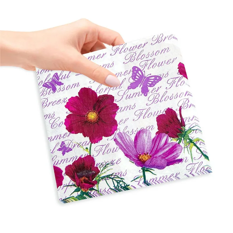 20 Stück/Packung Blumenbedruckte Einweg-Papierservietten Dekoration Hochzeit Party 2-lagige Quadratische Dinner-Servietten – Detail 4