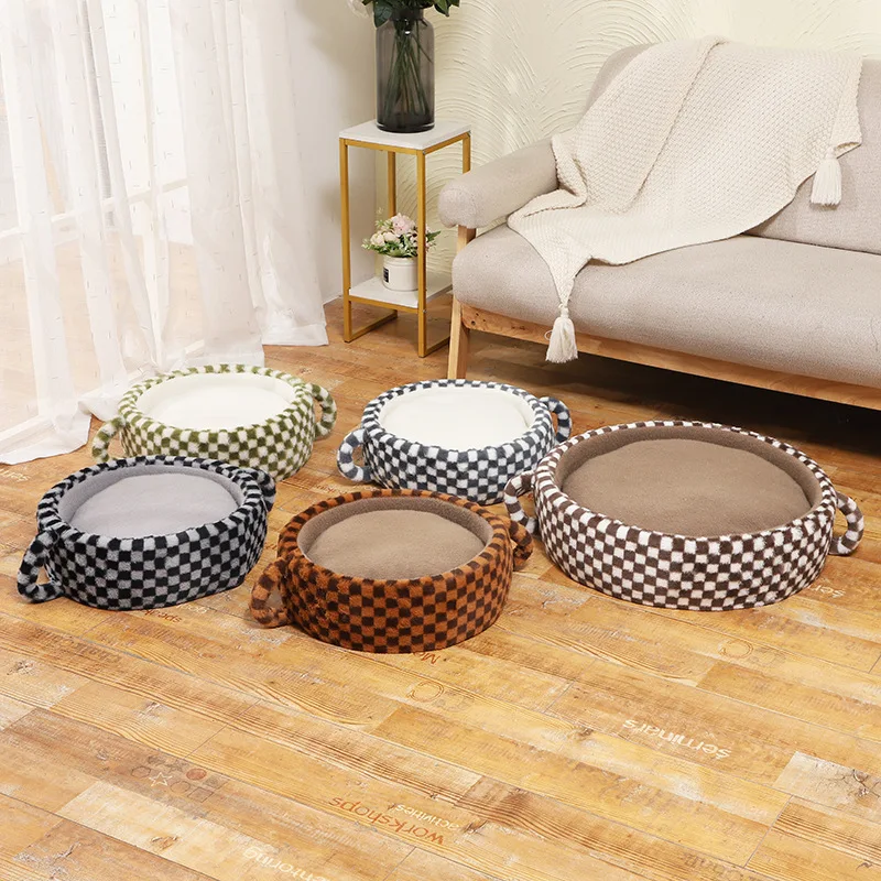 Warm Round Cat Nest Cute Coffee Cup Shape Winter Small Dogs Bed Indoor Kitten Puppy Sleeping Mat Bed Fluffy Thickened Cat Beds