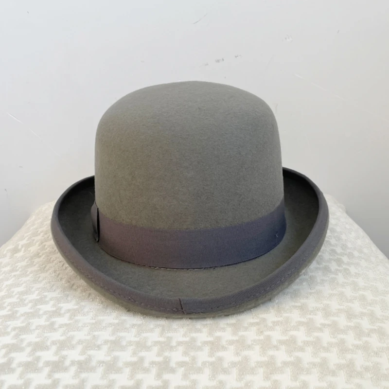 Bowler Derby 100% Pure Wool Theater Quality Hat For Men Women Vintage Costumes In Brown Gray White Color