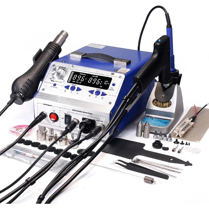 948-II 4 in 1 Hot Air Rework Soldering Iron and Desoldering Suction Tin Gun Station with Suction Pick Up Pen °F /°C