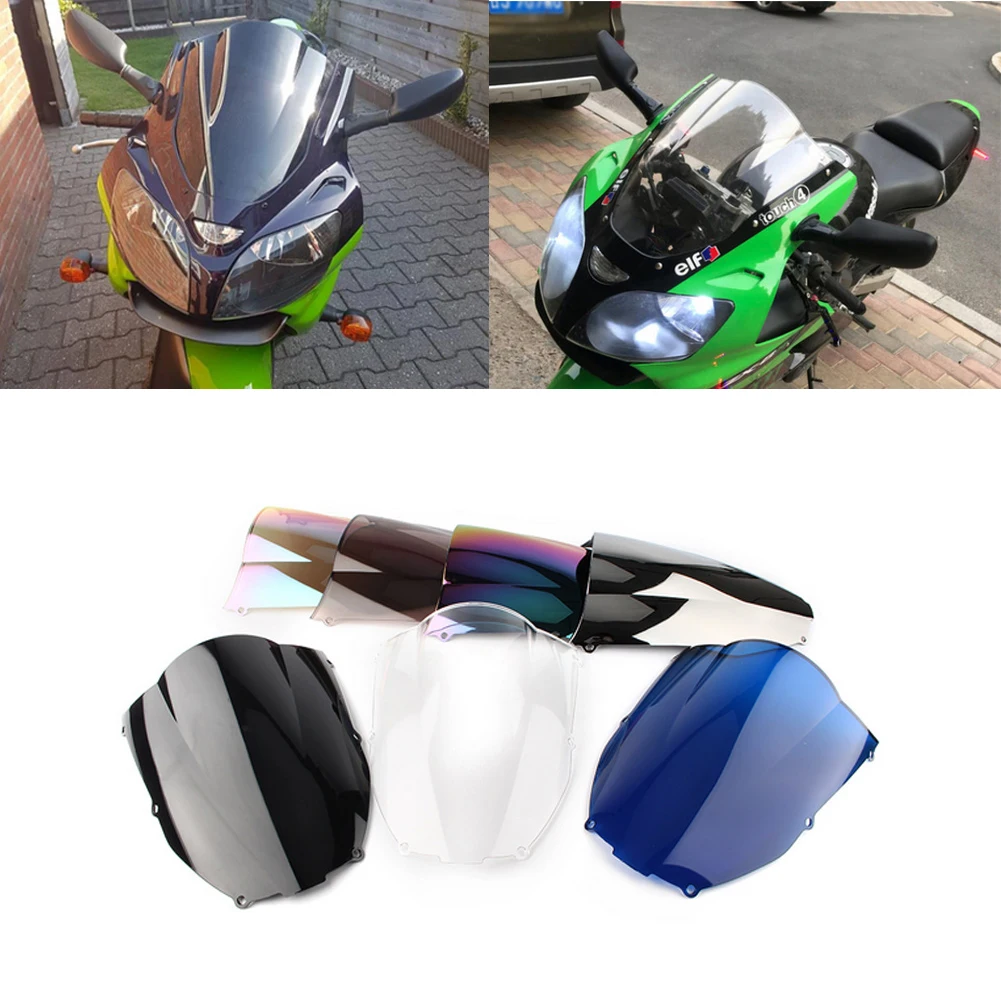 Motorcycle screen Double Bubble Windshield Deflector Protector WindScreen For Kawasaki Ninja ZX6R ZX-6R 2000 2001 2002