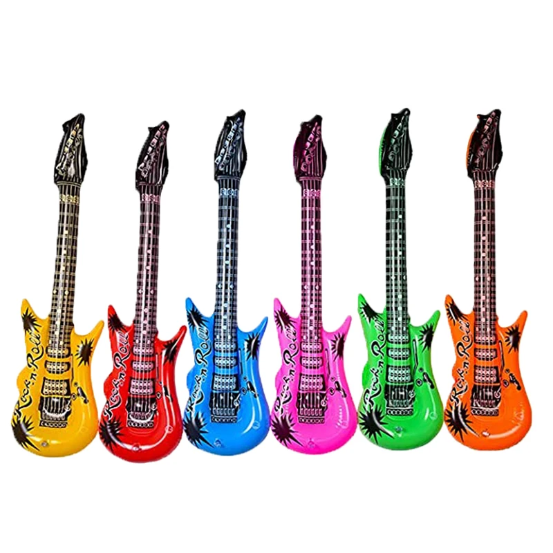 1pc Random Color Inflatable Guitar Rock Star Guitar Toy Ballons Carnival Birthday Party Decorations