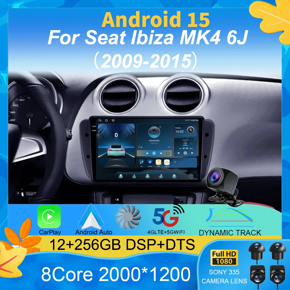 

Android 15 Car Radio For Seat Ibiza MK4 6J SportCoupe Ecomotive Cupra 2009 2010 2011 2012 - 2015 QLED Screen Multimedia Player S