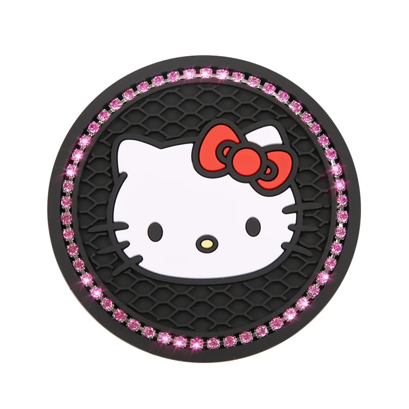 Sanrio Hello Kitty Car Coasters Kawaii Cartoon Anime Car Insulated Coaster Cute Anti Slip Pad Decorate Toys Gifts Girls Toys