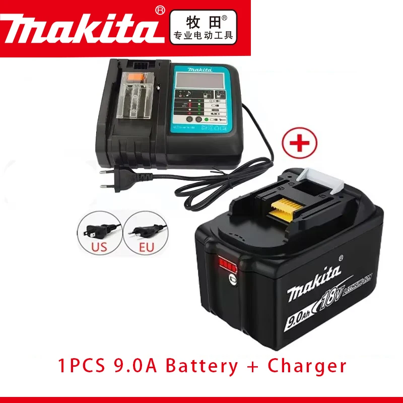 Batería de herramienta eléctrica japonesa Makita, 18V, 6,0 Ah, reemplazo de batería de carga LED, DDF487, DGA404, DTW700, DHP487