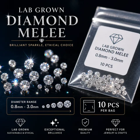 Wholesale D VVS Lab Diamonds Without IGI Certificate 0.8mm-4.0mm Lab Grown Diamond Factory Price Excellent Cut Super White Stone