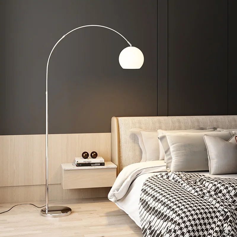 Modern Minimalist LED Orange Design Bedroom Bedside Bright Arched Arc Floor Lamp Semicircular Living Room Sofa Floor Light