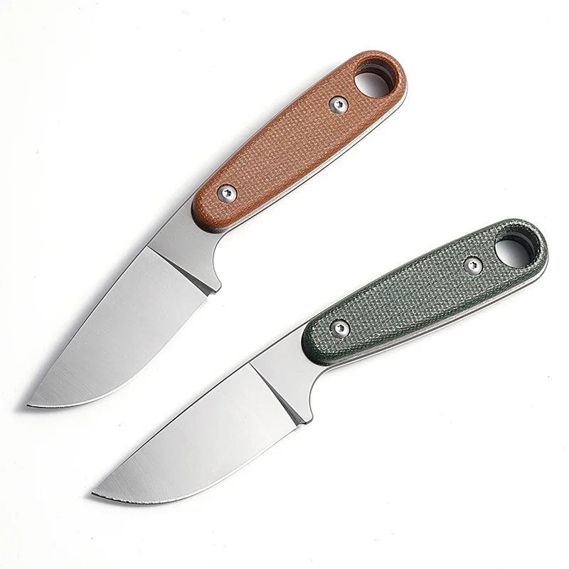 HWZBBEN F2 Fixed Straight Knife Camping Customized Logo Knife 14C28N Blade Fiberflax Handle for Portable Camping Survival Rescue