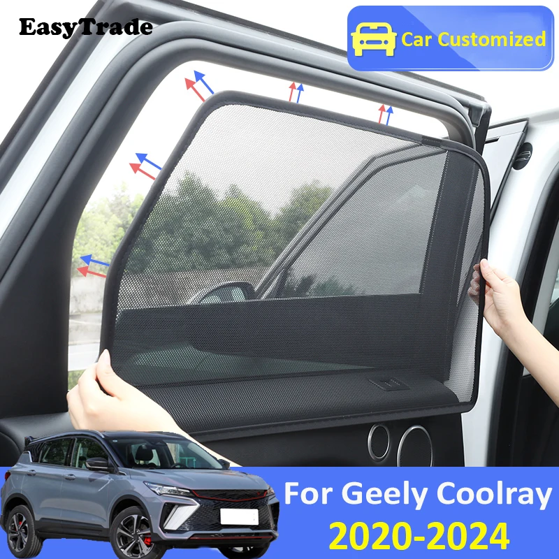 For Geely Coolray 2020 2022 2023 2024 Magnetic Car Sunshade Side Window Mesh Curtains Sunscreen Heat Insulation Sun Visor Cover