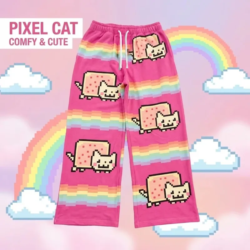2026 Summer Hip Hop Nyan Cat Sweatpants Y2k Pants Baggy Men