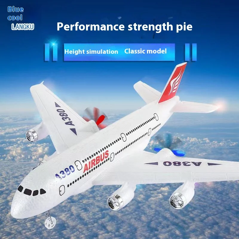 Rc Plane Fixed Wing Foam Aircraft Hw30 Remote Control Aircraft A380 Airbus Two Channel Backward Push Dual Power Model Glider Toy