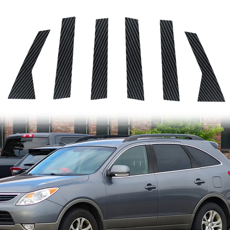 6pcs Window Door Column B C Pillar Post Cover Trim For Hyundai Veracruz/ix55 2007 2008 2009-2015 Decoration Stickers Accessories