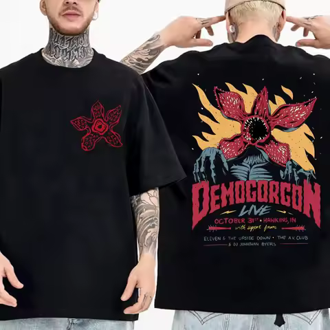 Gothic Fashion Vintage T-shirts Cannibal Flower Monster Graphic T Shirts Eddie Munson The Demogorgon T-shirt Men Women Clothing