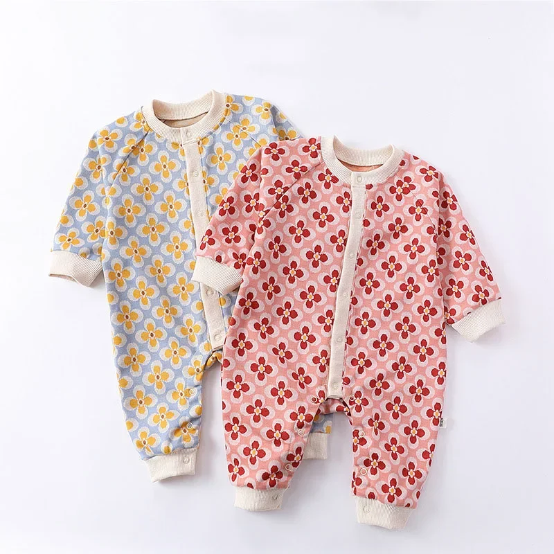 0-24M Newborn Kid Baby Boy Girl Winter Clothes Knit Long Sleeve Warm Baby Romper Sweater Jumpsuit Thick New Born Costumes Outfit