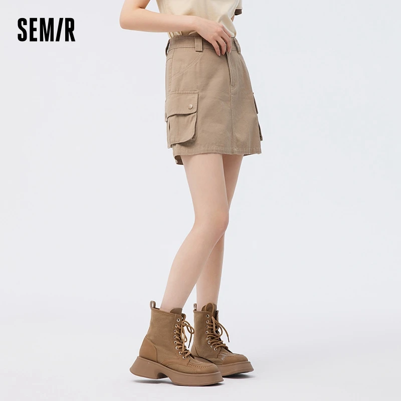 Semir Half-Body Skirt Women Cotton Show Leg Length A-Line Skirt Handsome 2024 Summer New Salt Spicy Girl Work Dress Versatile