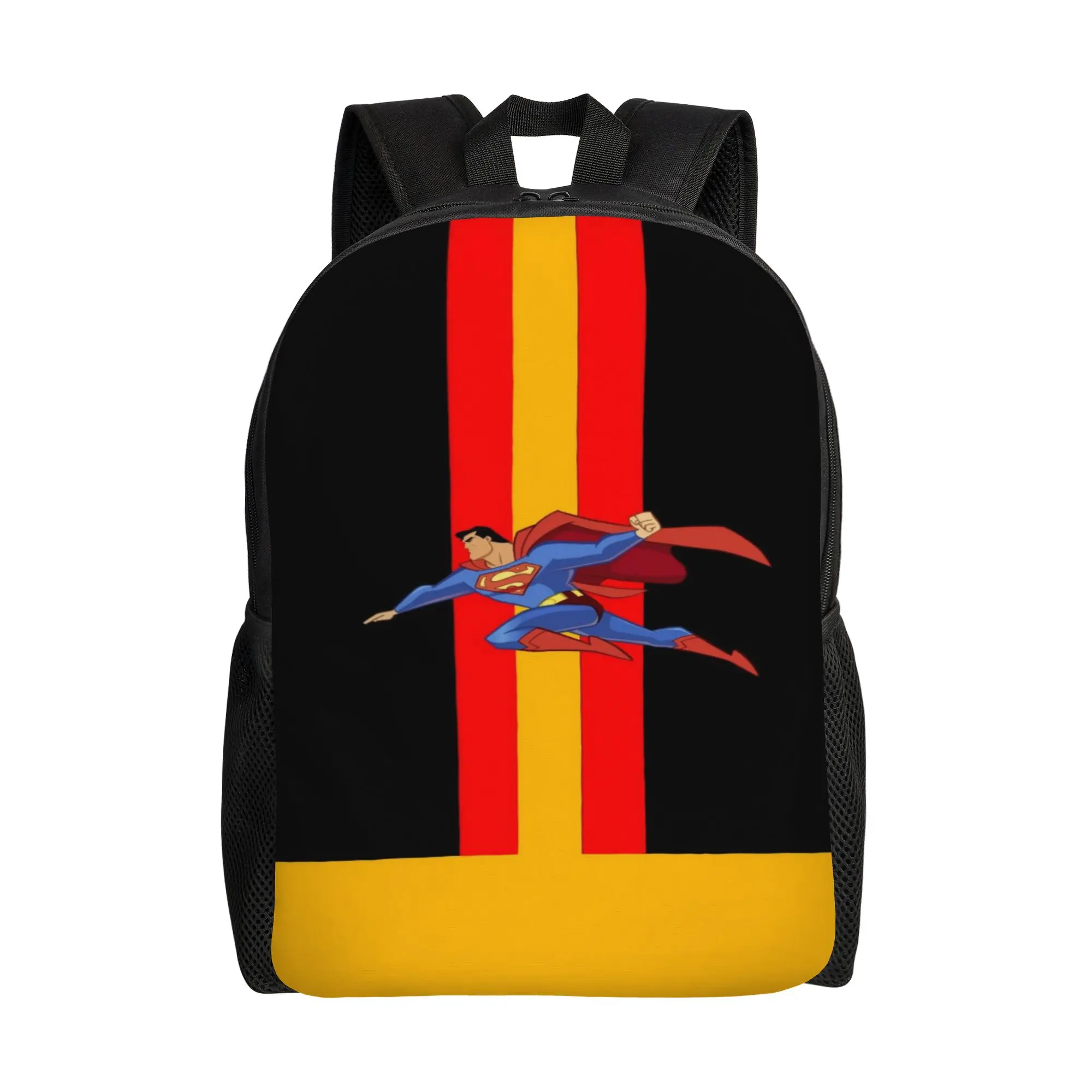 Back to school season Harajuku Design Striped Background Flying Superman Rucksack  For Women Backpack