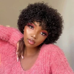 Sale Large Bouncy Afro Kinky Curly Wigs For Black Women Pre Plucked Machine Wig Brazilian Virgin Remy Human Hair Wigs