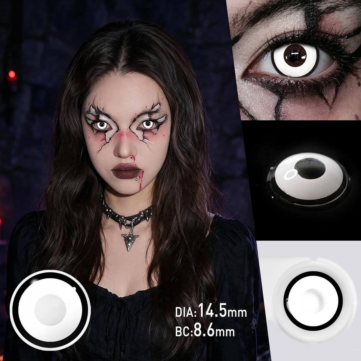 Visuashow Blockfarbige Kontaktlinsen 1 Paar Kleine Pupillen-Farblinsen für den jährlichen Gebrauch Kosmetische Linsen für Studenten-Cosplay Augen-Make-up – Detail 3