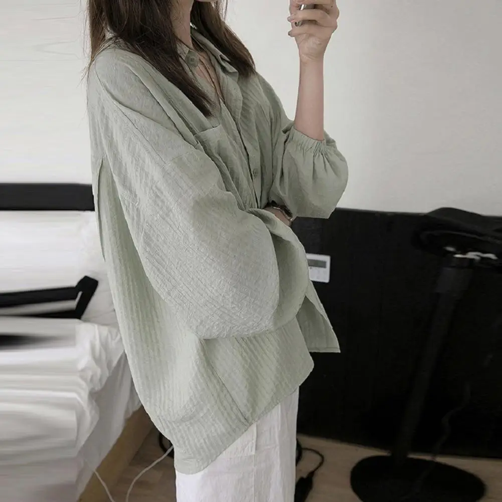 

Женская рубашка-пальто, стильная женская рубашка-пальто с лацканами и накладными карманами, Повседневная однотонная уличная одежда с длинным рукавом на каждый день