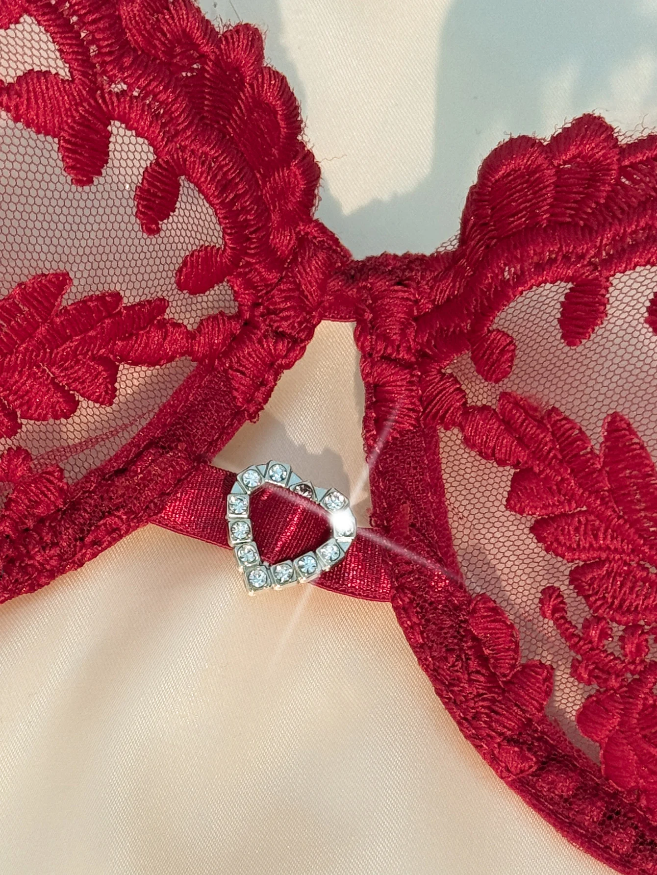 Ensemble de Lingerie 2 pièces pour femmes, oreilles de blé, Style campagne, broderie scintillante en forme de cœur, bretelles réglables