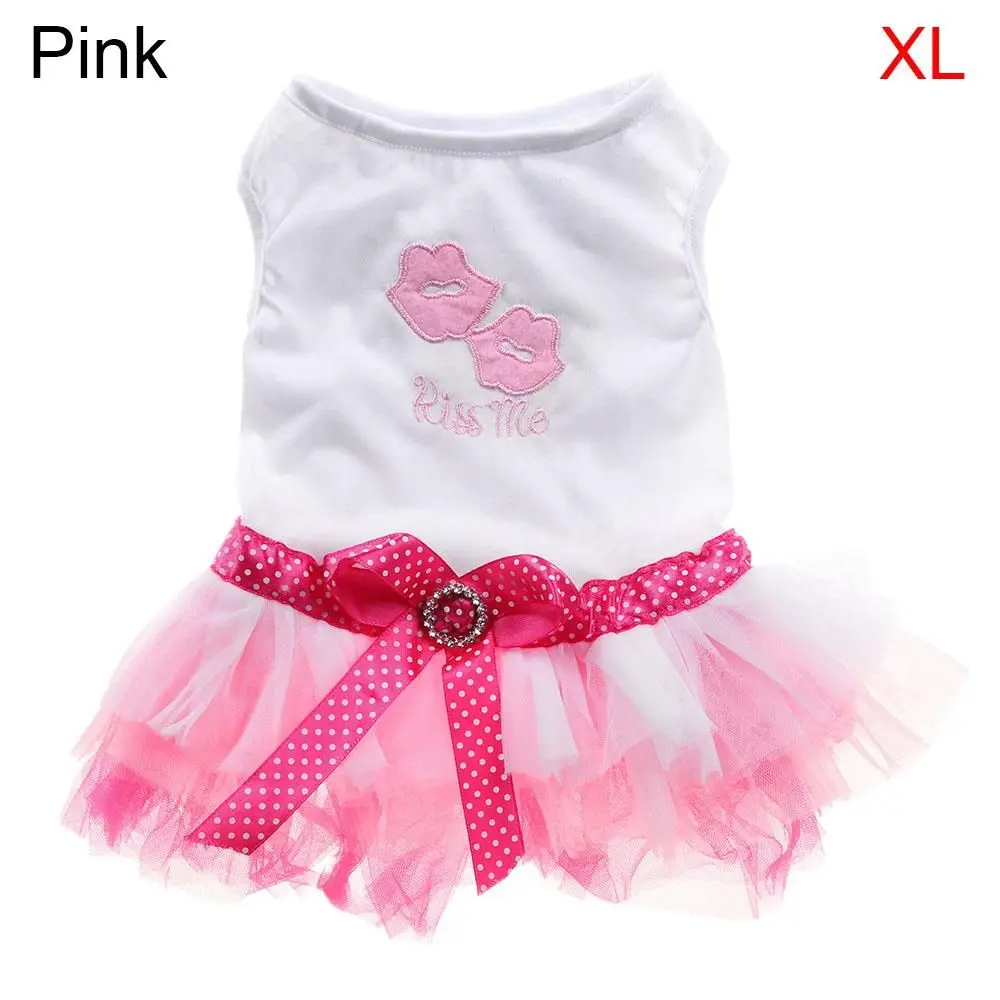 Sweety Pets Apparel Kiss Me Cotton Lace Tutu Skirt Small Dog Cat Dress Pet Clothes Princess Dress