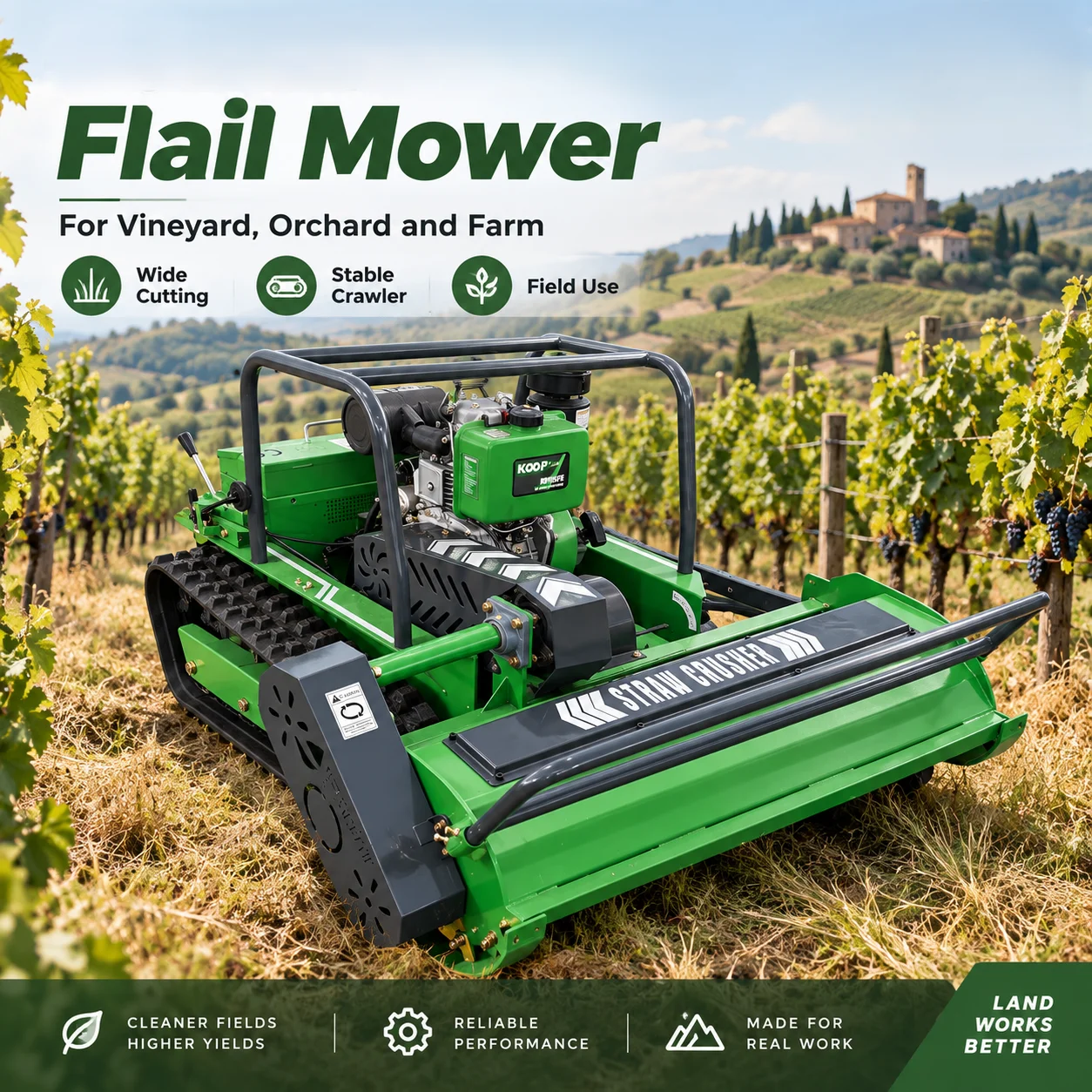 Premium Selbstfahrender Ferngesteuerter Rasenmäher 680mm-1200mm, Handgeführter Rasenmäher für Große Offene Flächen