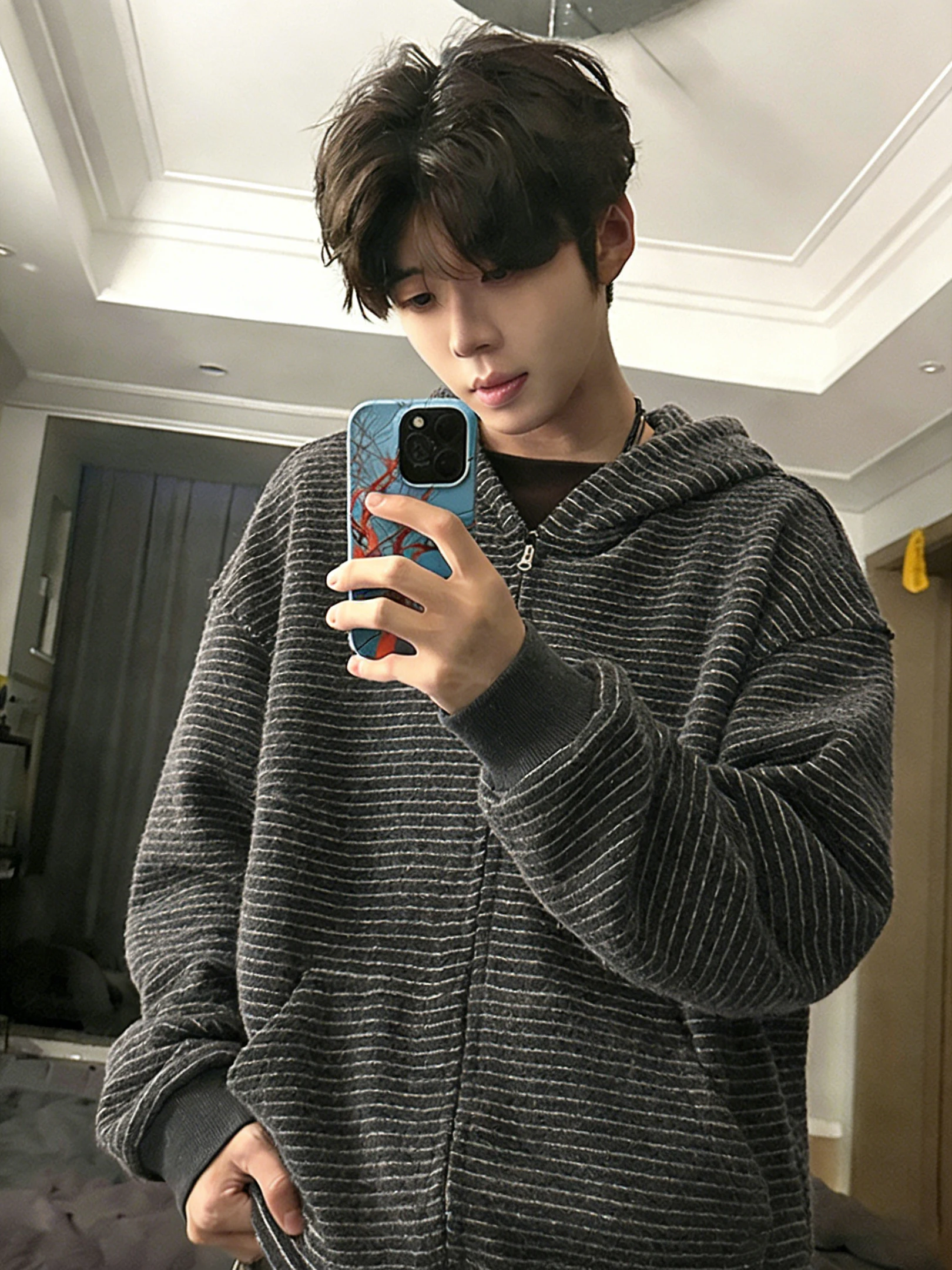 

Ретро-кардиган в американском стиле с полосками и молнией, мужской, весенний, повседневный, для пар, свободного кроя, с длинными рукавами, с капюшоном, спортивная куртка