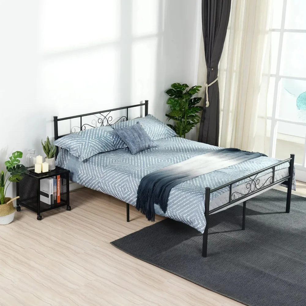 

2023 New Yoneston Platform Metal Bed Foundation Headboard