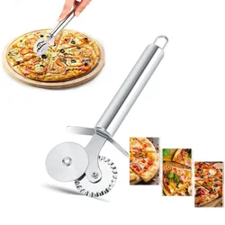 Kitchen Accessories Knife For Pizza Dough Pasta Pastry Stainless Steel Pizza Knife Double Wheels Hob Cutter