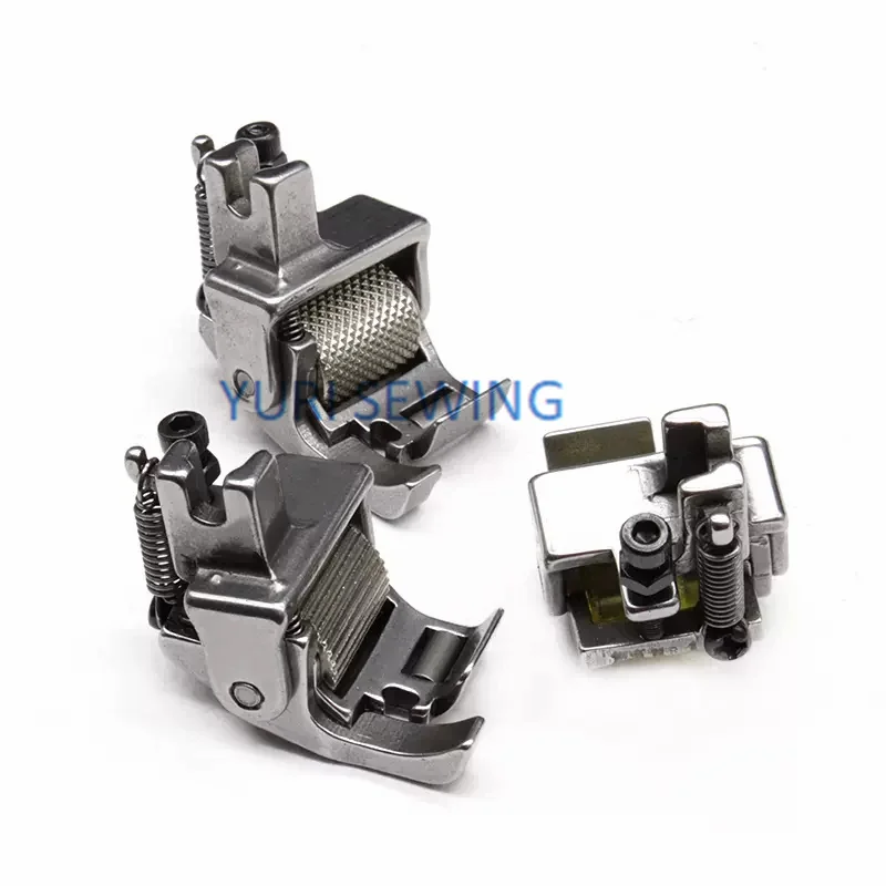 Roller presser foot positioning roll hem tool trouser waist cuff hem gauge double wheel industrial sewing machine parts