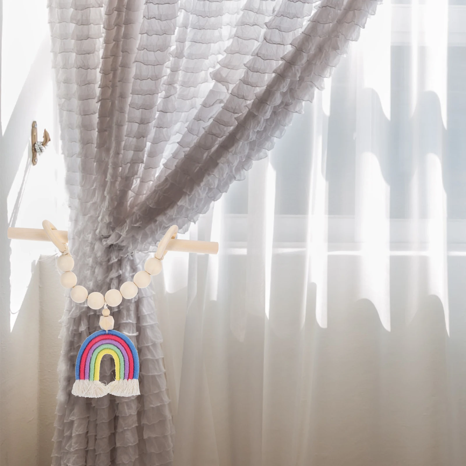 

Holder Rainbow Tassel Tied Rope Beaded Curtain Buckle Clip for Decoration Backs