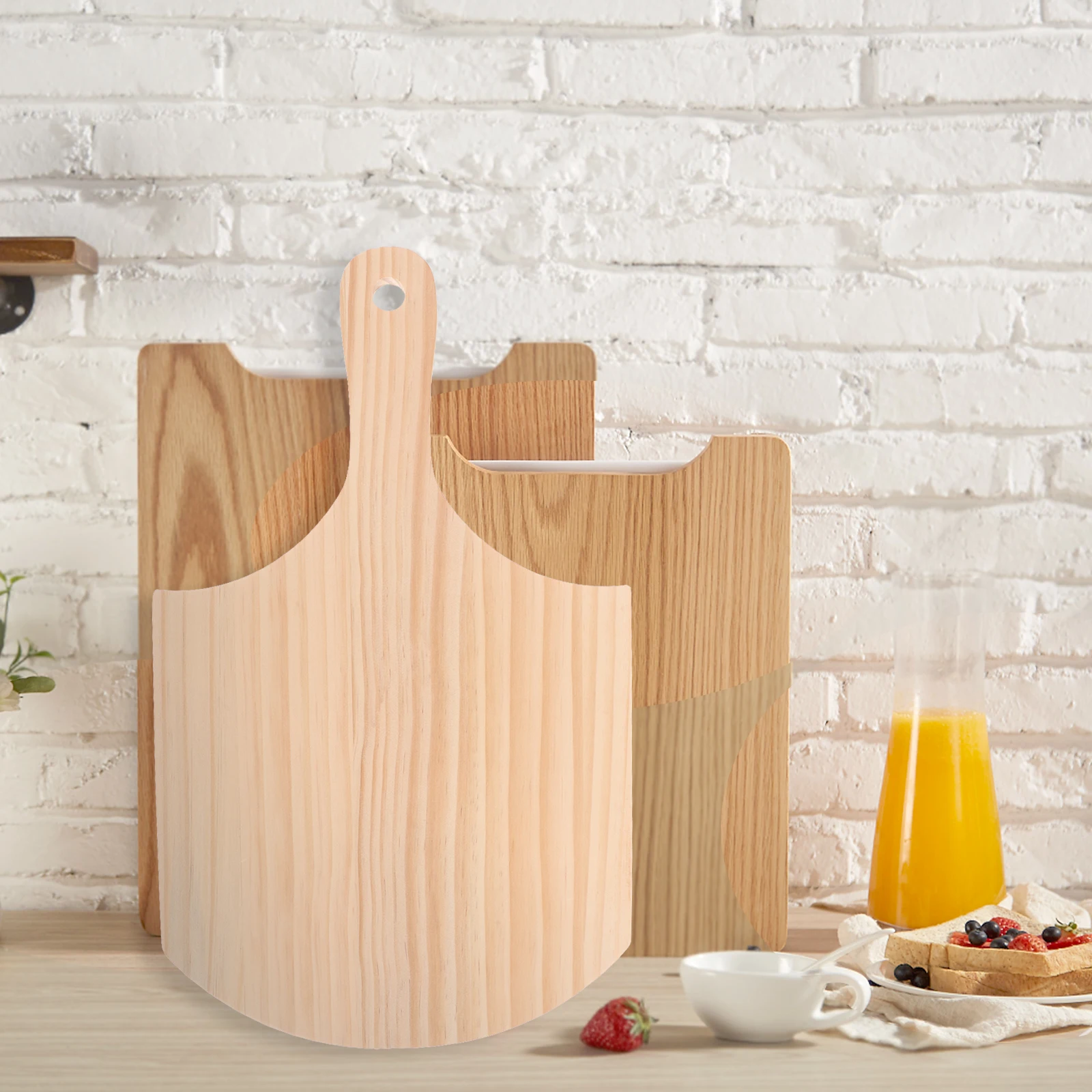 

Wooden Cutting Board Small Kitchen Home Beige H 5 Hole Design Smooth Edge Fruit Vegetable Meat Prep Storage