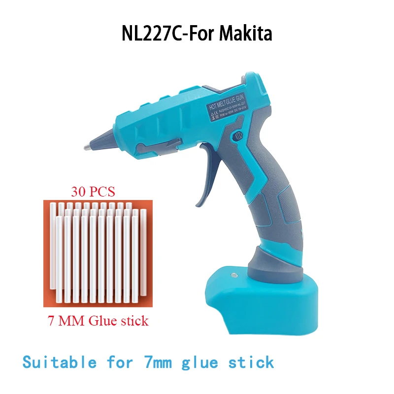 Pistolet à colle chaude sans fil 50W, pour Makita, DeWalt, Milwaukee, batterie Lithium-Ion 18V, 30 pièces, bâtons de 7mm, préchauffage rapide 30s