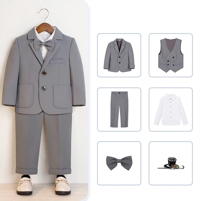 

Child formal attire Boys British gentleman style suit Host, piano, performance attire 4 5 6 7 8 9 10 11 12 13 14 15 16 years old