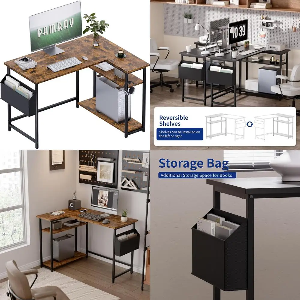 

Винтажный L-образный стол 40 L-образных форматов с переставными полками для компактного домашнего офиса и кабинета в спальне