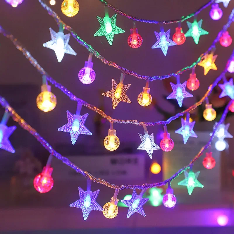 Battery Operated Star Ball/Crystal Ball LED String Lights 8 Modes Waterproof Fairy Lights for Outdoor Garden Patio Decoration