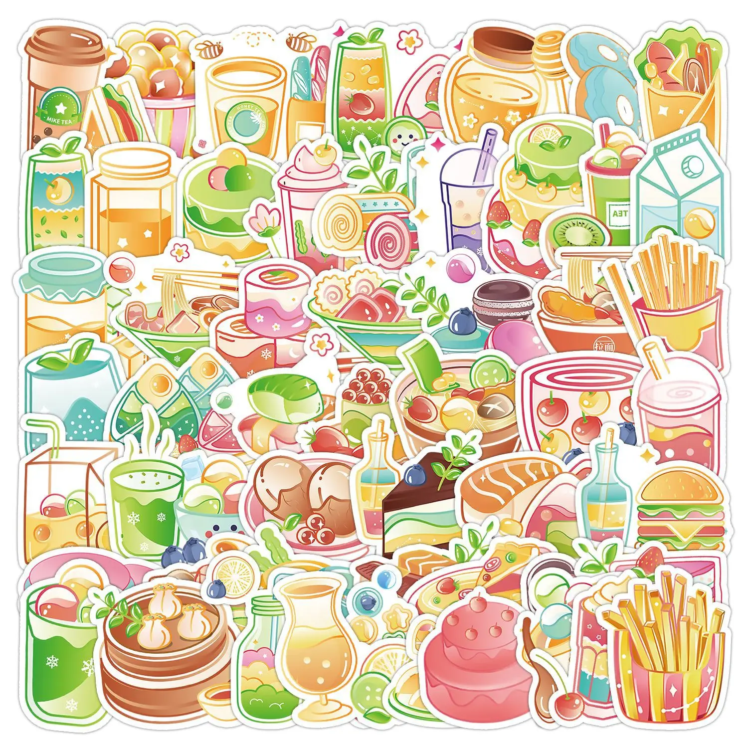 

50Pcs Crystal Cuisine Series Stickers Suitcase Phone Case Water Bottle Waterproof Decoration Diy Sticker Packs